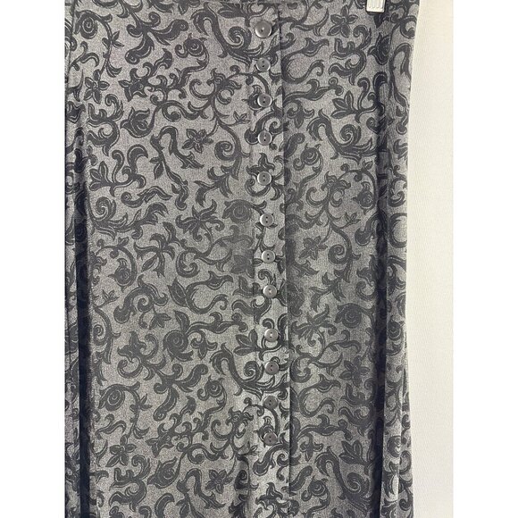 Women’s Sun Fire Size Medium Black & Grey Floral Maxi Skirt with Button Detailin - Picture 6 of 6